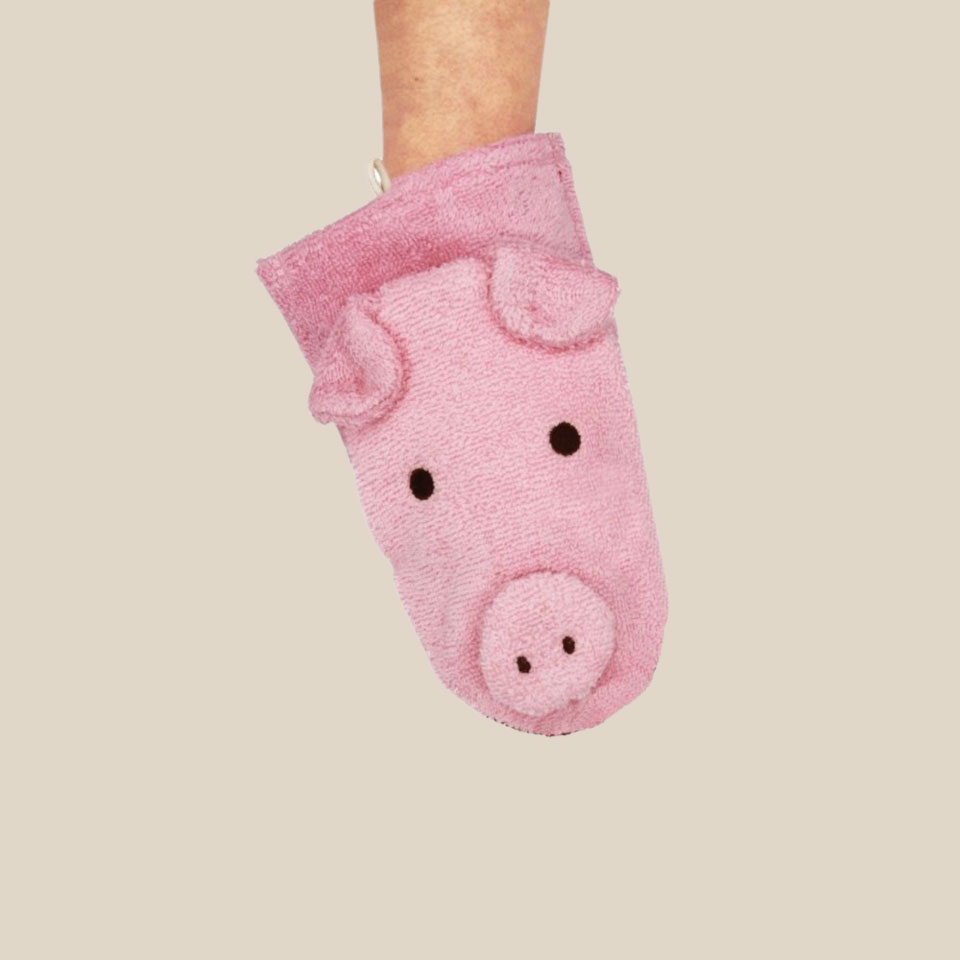 Organic cotton washcloth – Pig - Image 2