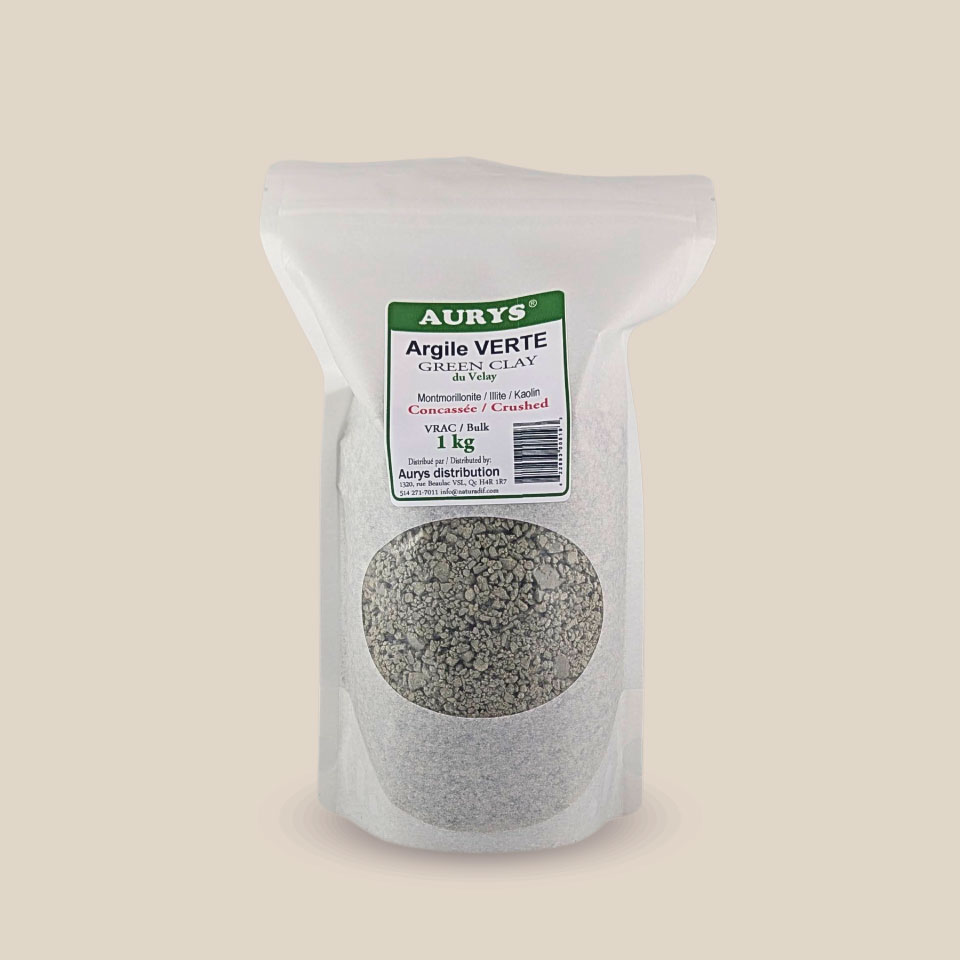 Photo produit : Argile verte concassée, sac 1 kg, Aurys
