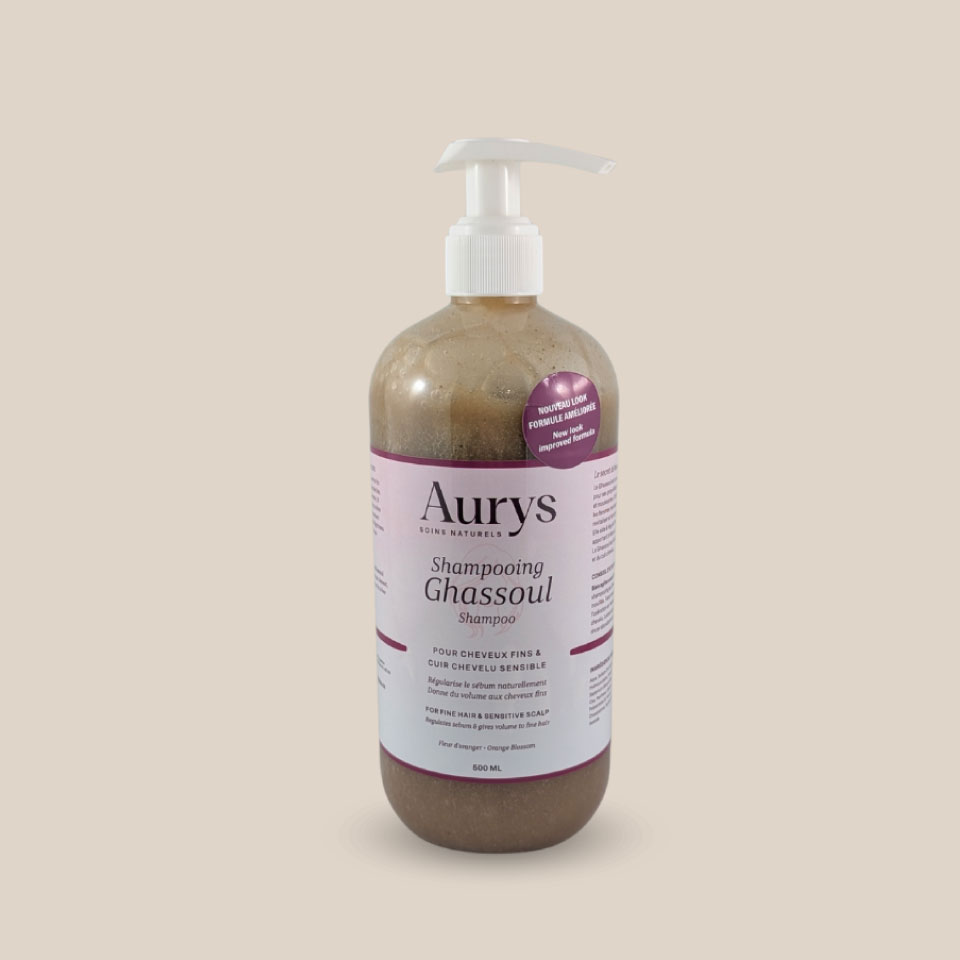 Shampooing Ghassoul, 500ml, bouteille avec pompe
