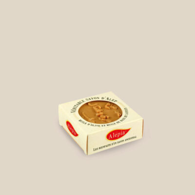 Extra-mild Aleppo soap, 125g square (in a box)