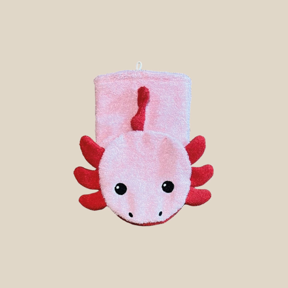 Organic cotton washcloth – Axolotl