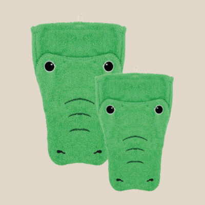 Gant de toilette en coton bio – Crocodile