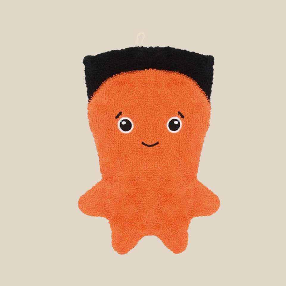 Organic cotton washcloth – Orange octopus