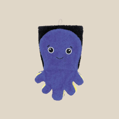 Organic cotton washcloth – Blue octopus