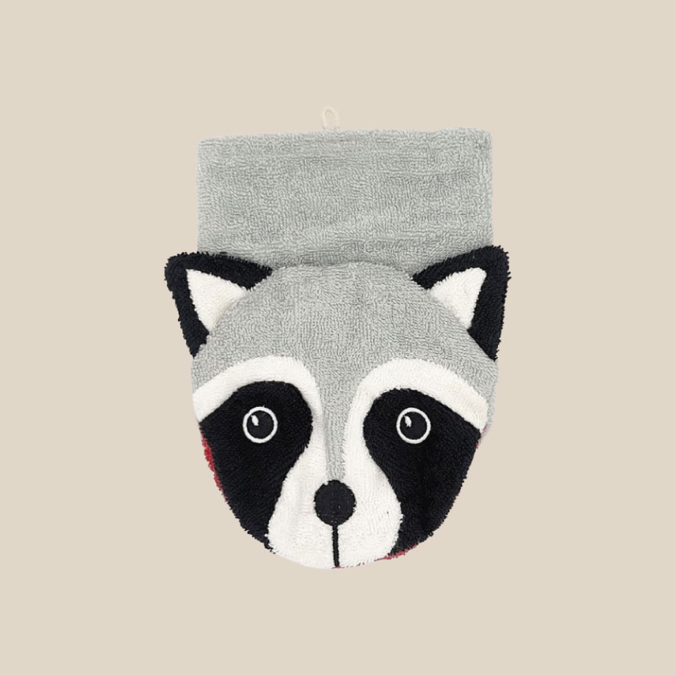Organic cotton washcloth – Raccoon
