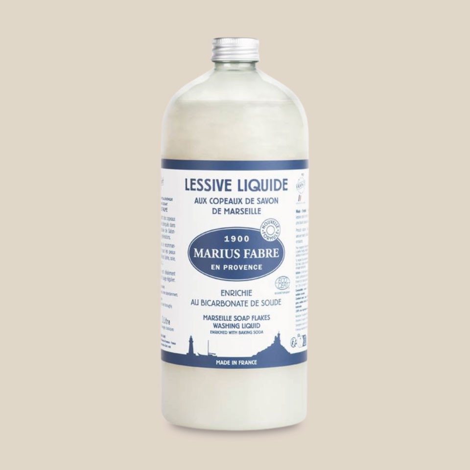 Liquide à lessive aux copeaux de Savon de Marseille enrichi au Bicarbonate de soude