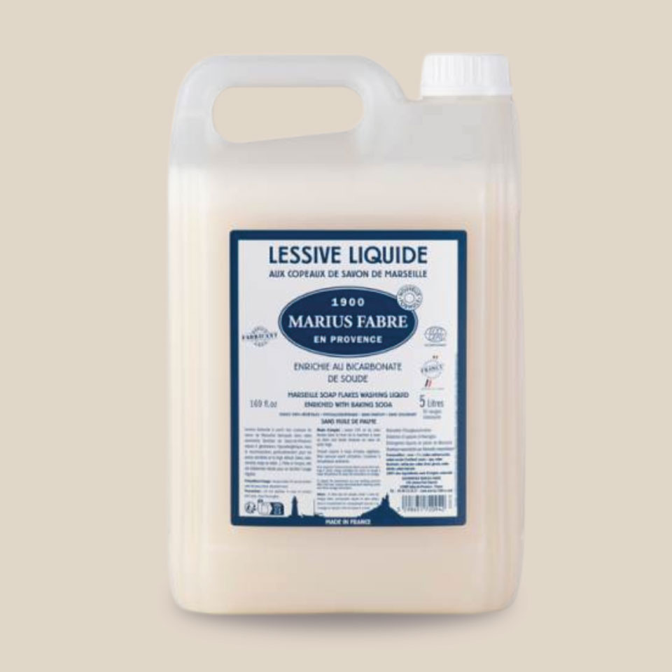 Liquide à lessive aux copeaux de Savon de Marseille enrichi au Bicarbonate de soude