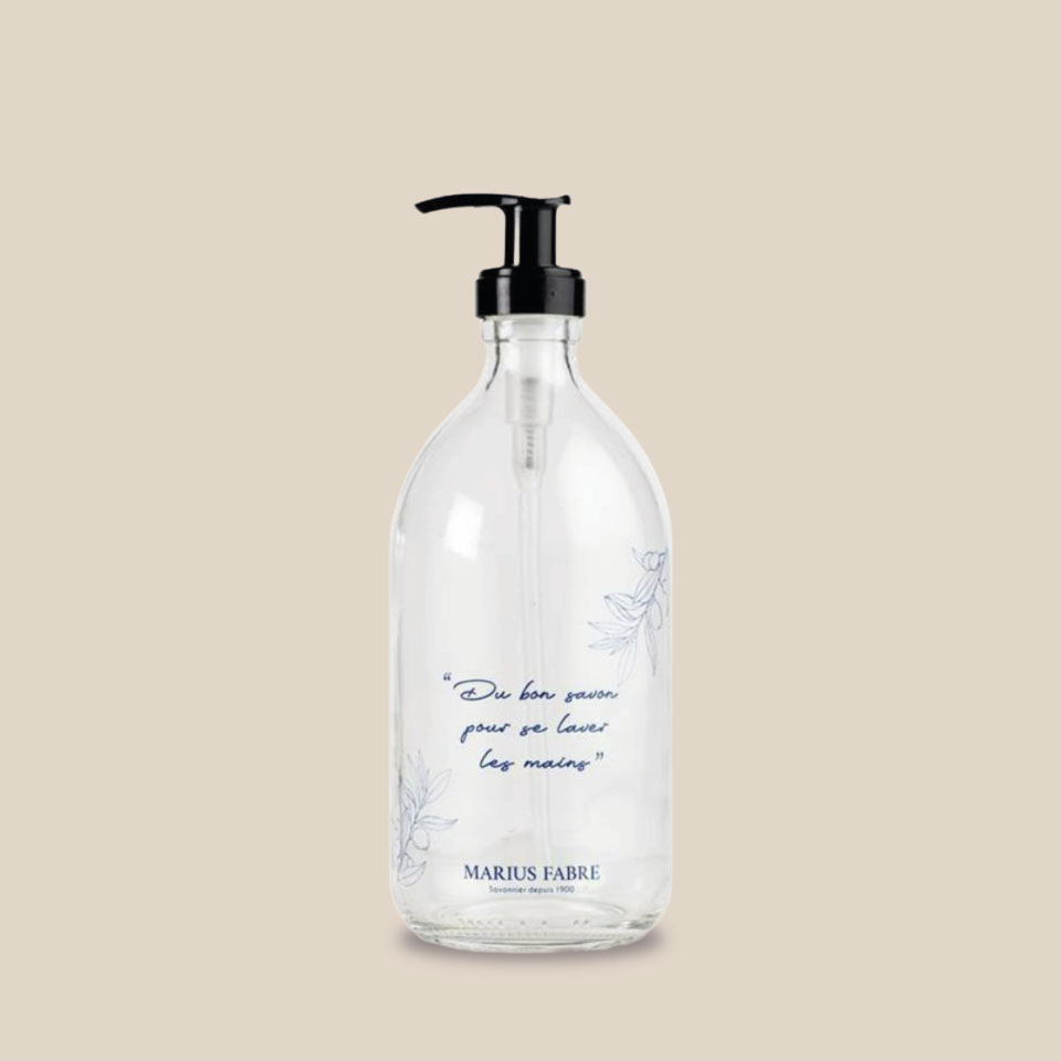 Glass bottle "Du bon savon pour se laver les mains" 500ml