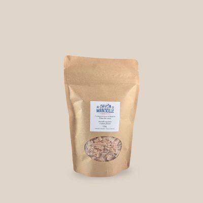 Sac 150g de copeaux de savon de Marseille, fleur de coton