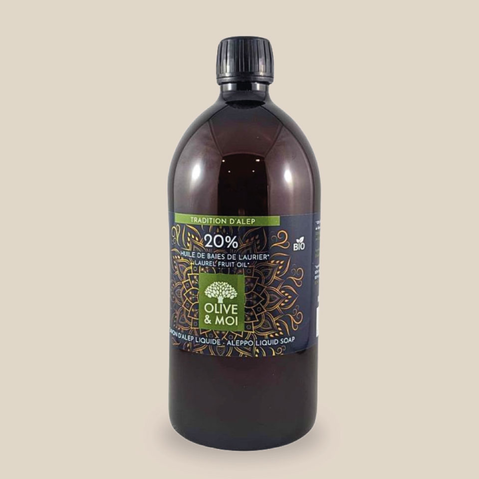 Savon liquide Bio – Tradition d'Alep à l'Huile d'Olive & de Baie de Laurier