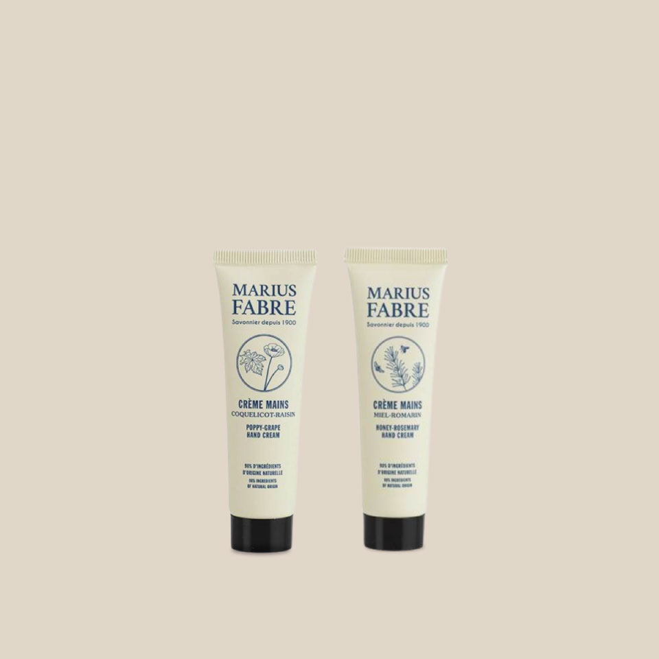 Photo produit : Deux crèmes à mains parfumée de la gamme nature de Marius Fabre