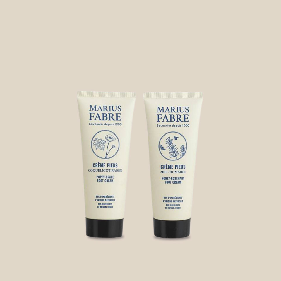 Photo produit : Les deux crèmes pour les pieds de Marius Fabre, de la gamme Nature, 75 ml