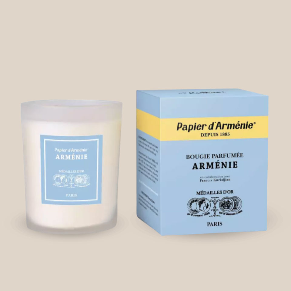 Photo produit : Bougie d'Arménie (bleu) avec sa boîte