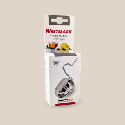 Stainless steel tea infuser ball, in its box