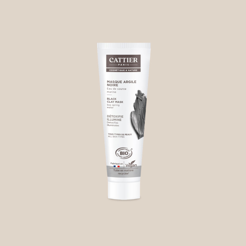 Masque visage bio à l'argile noire détoxifie et illumine, tube 100ml