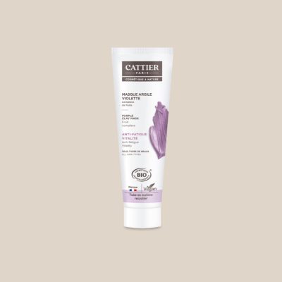 Masque visage bio à l'argile violette anti-fatigue et vitalité, tube de 100ml
