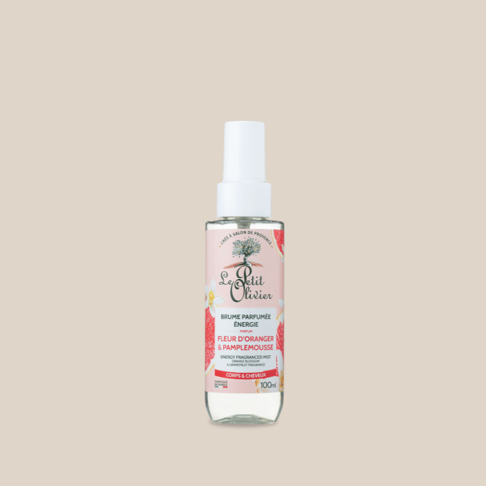 Brume parfumée énergie à la fleur d'oranger et pamplemousse, 100ml