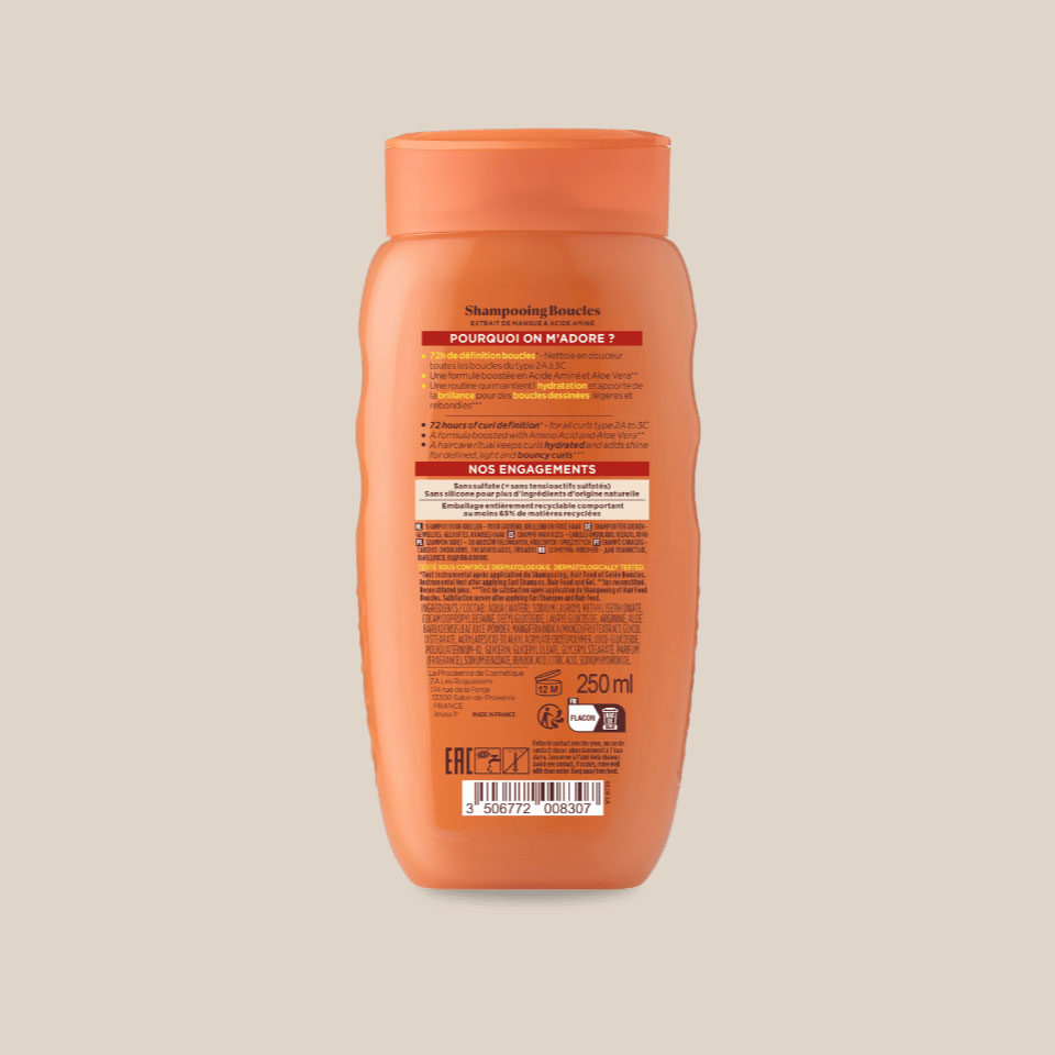 Product photo: Shampoo for wavy, curly and frizzy hair with mango 250ml (back)