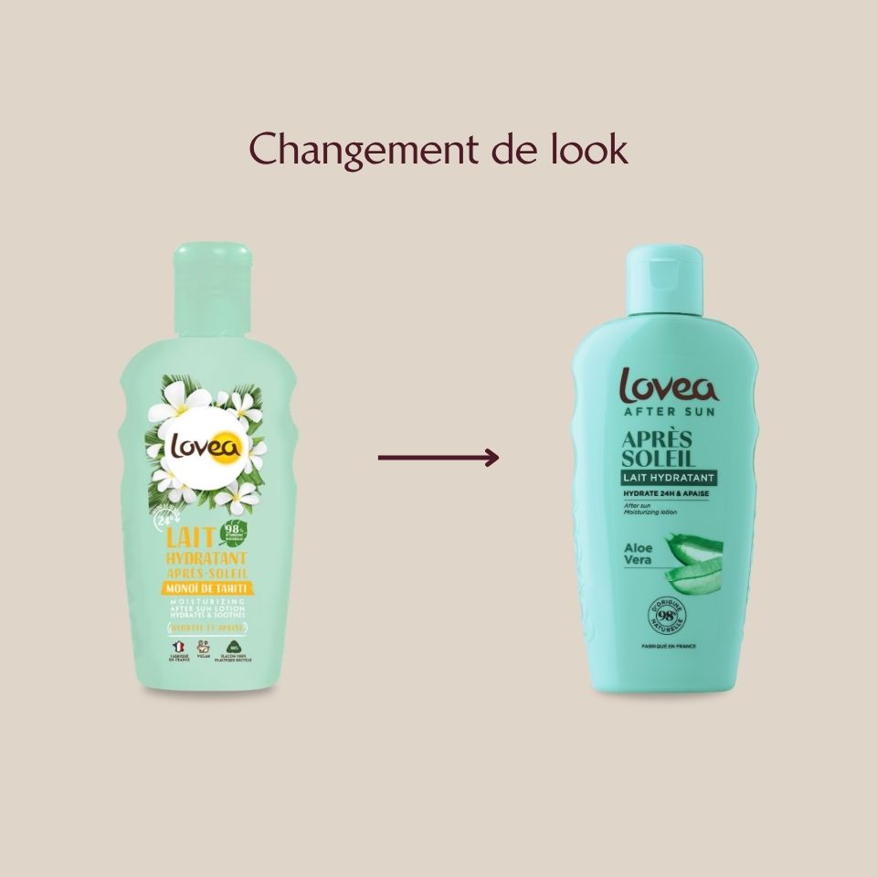 Changement de look pour l'Après-soleil lait hydratant à l'Aloe Vera, 150ml