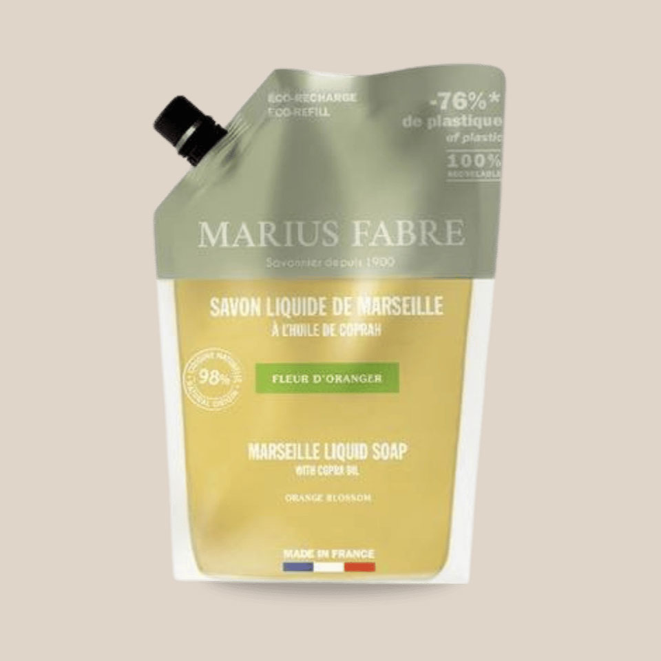 Recharge savon liquide de Marseille fleur d'oranger, sac 1L