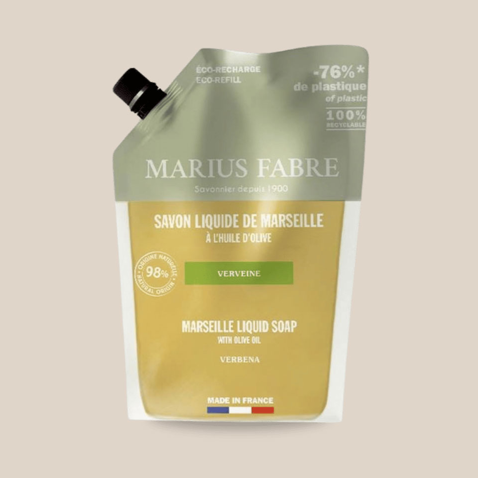 Recharge savon liquide de Marseille verveine, sac 1L